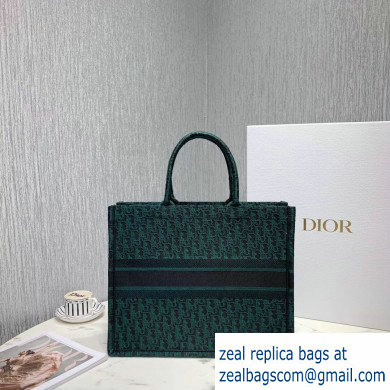 Dior Book Tote Bag in Embroidered Canvas Denim Oblique Green - Click Image to Close