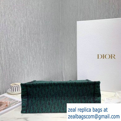 Dior Book Tote Bag in Embroidered Canvas Denim Oblique Green - Click Image to Close