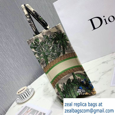 Dior Book Tote Bag in Embroidered Canvas Leaf Green Toile De Jouy Tropicalia