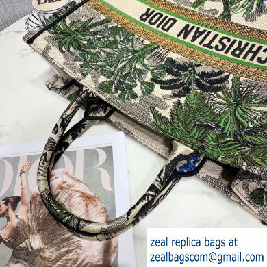 Dior Book Tote Bag in Embroidered Canvas Leaf Green Toile De Jouy Tropicalia