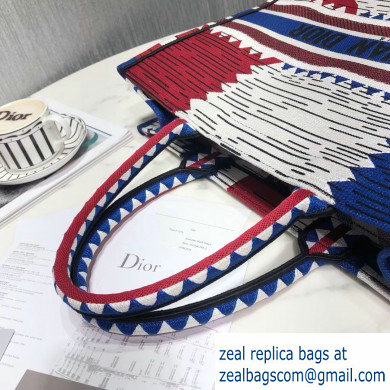 Dior Book Tote Bag in Embroidered Canvas Multicolored French Flag