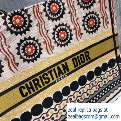 Dior Book Tote Bag in Embroidered Canvas Multicolored Geometric
