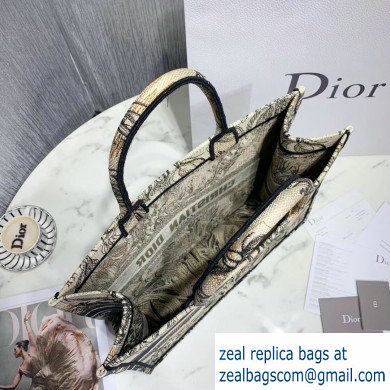 Dior Book Tote Bag in Embroidered Canvas Toile de Jouy Carnivora - Click Image to Close