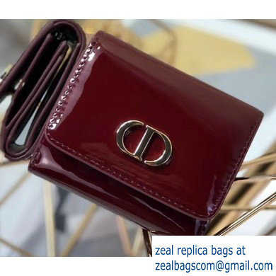 Dior Medium 30 Montaigne Patent Calfskin Lotus Wallet Burgundy 2020