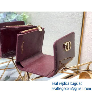 Dior Medium 30 Montaigne Patent Calfskin Lotus Wallet Burgundy 2020