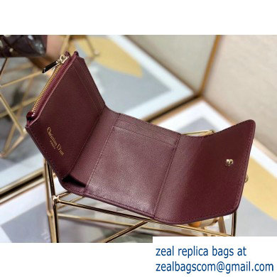 Dior Medium 30 Montaigne Patent Calfskin Lotus Wallet Burgundy 2020