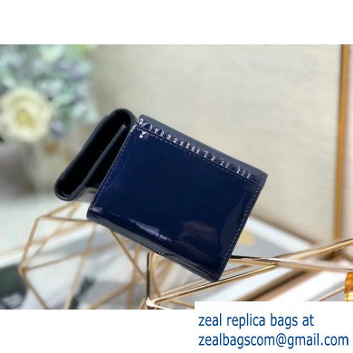 Dior Medium 30 Montaigne Patent Calfskin Lotus Wallet Dark Blue 2020 - Click Image to Close