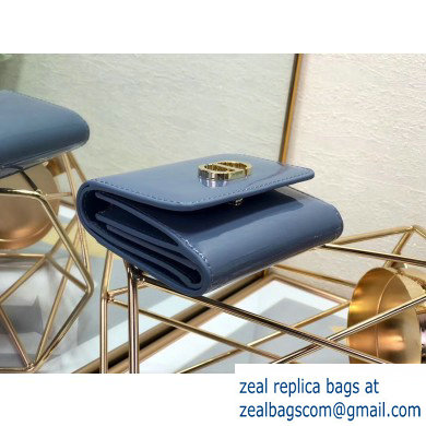 Dior Medium 30 Montaigne Patent Calfskin Lotus Wallet Denim Blue 2020