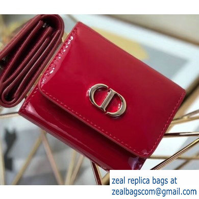 Dior Medium 30 Montaigne Patent Calfskin Lotus Wallet Red 2020 - Click Image to Close