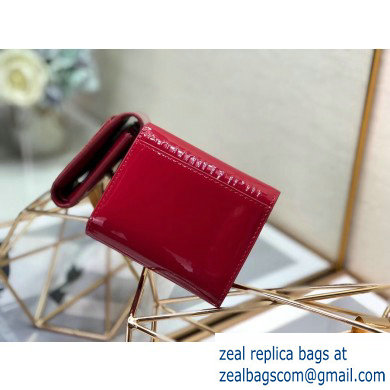 Dior Medium 30 Montaigne Patent Calfskin Lotus Wallet Red 2020
