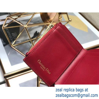 Dior Medium 30 Montaigne Patent Calfskin Lotus Wallet Red 2020