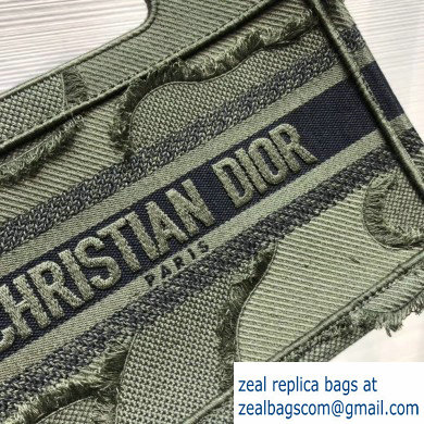 Dior Mini Book Tote Bag in Camouflage Embroidered Canvas Green 2020