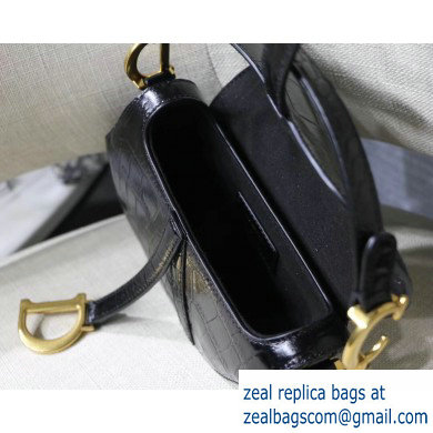 Dior Mini Saddle Bag in Croco Pattern Black - Click Image to Close