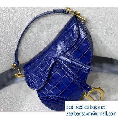 Dior Mini Saddle Bag in Croco Pattern Blue