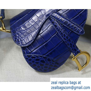 Dior Mini Saddle Bag in Croco Pattern Blue - Click Image to Close