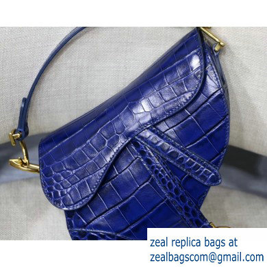 Dior Mini Saddle Bag in Croco Pattern Blue