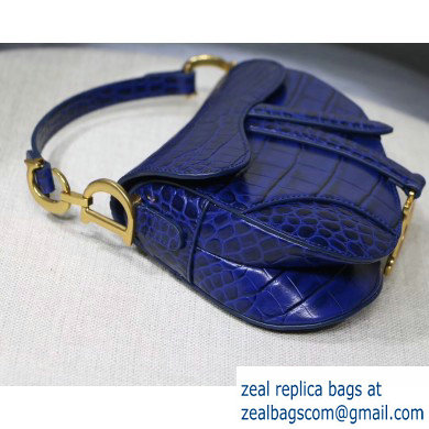 Dior Mini Saddle Bag in Croco Pattern Blue