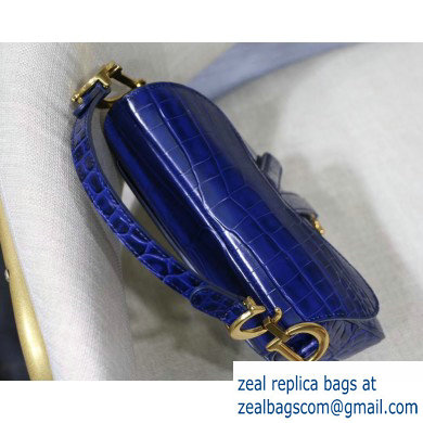 Dior Mini Saddle Bag in Croco Pattern Blue - Click Image to Close