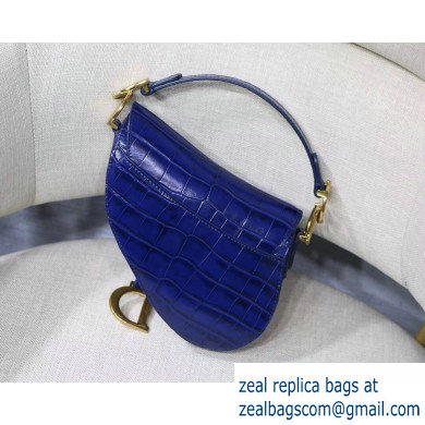 Dior Mini Saddle Bag in Croco Pattern Blue - Click Image to Close