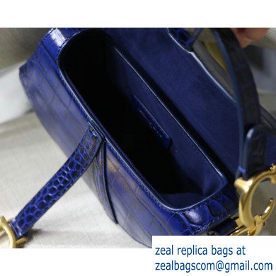 Dior Mini Saddle Bag in Croco Pattern Blue