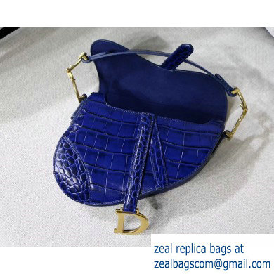 Dior Mini Saddle Bag in Croco Pattern Blue - Click Image to Close