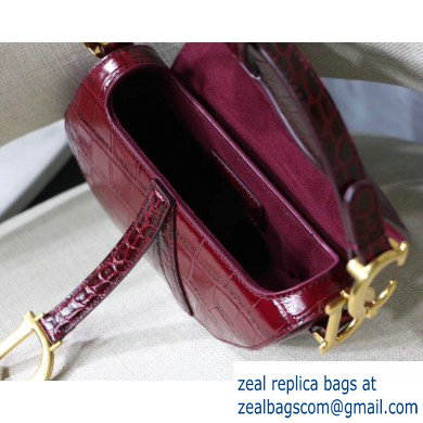 Dior Mini Saddle Bag in Croco Pattern Burgundy - Click Image to Close