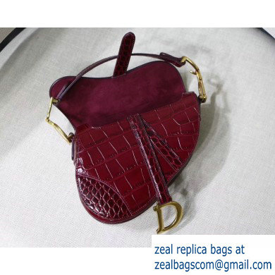 Dior Mini Saddle Bag in Croco Pattern Burgundy - Click Image to Close