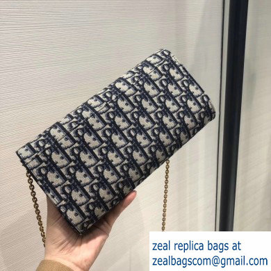 Dior Oblique Canvas Blue Wallet on Chain Bag 2020