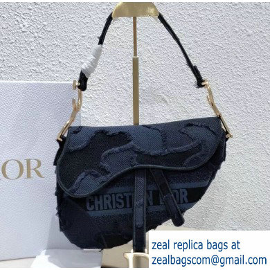 Dior Saddle Bag in Camouflage Embroidered Canvas Blue 2020 - Click Image to Close