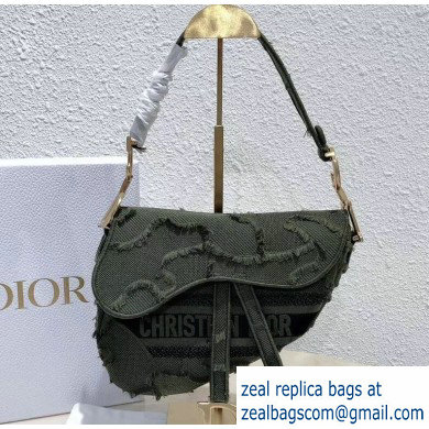 Dior Saddle Bag in Camouflage Embroidered Canvas Green 2020 - Click Image to Close