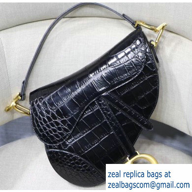 Dior Saddle Bag in Croco Pattern Black
