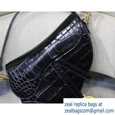 Dior Saddle Bag in Croco Pattern Black