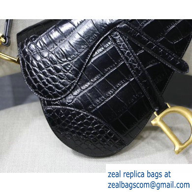 Dior Saddle Bag in Croco Pattern Black - Click Image to Close