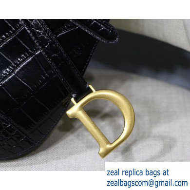 Dior Saddle Bag in Croco Pattern Black - Click Image to Close