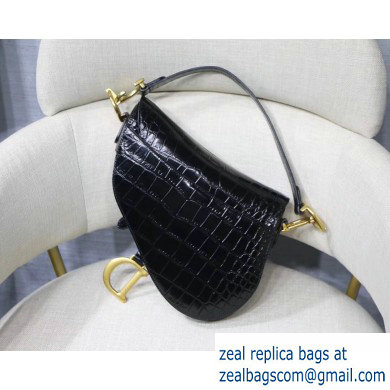 Dior Saddle Bag in Croco Pattern Black