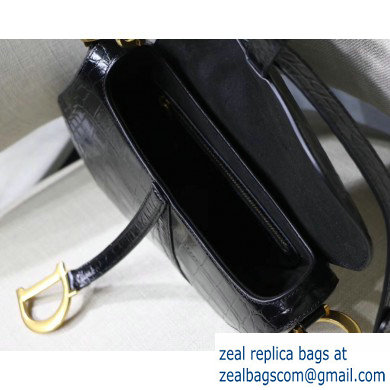 Dior Saddle Bag in Croco Pattern Black