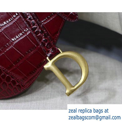 Dior Saddle Bag in Croco Pattern Burgundy - Click Image to Close