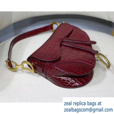 Dior Saddle Bag in Croco Pattern Burgundy - Click Image to Close