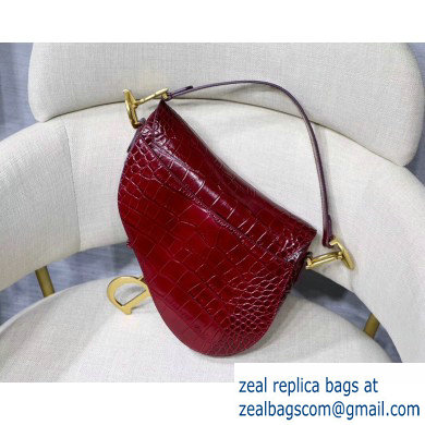 Dior Saddle Bag in Croco Pattern Burgundy - Click Image to Close