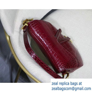 Dior Saddle Bag in Croco Pattern Burgundy