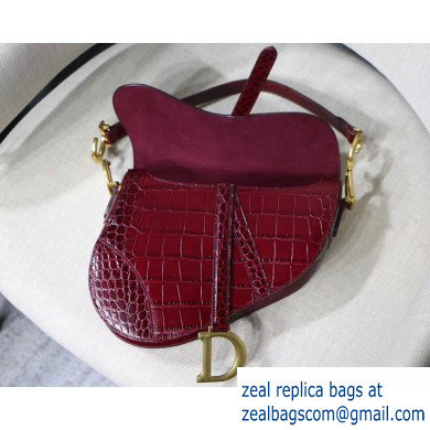 Dior Saddle Bag in Croco Pattern Burgundy - Click Image to Close