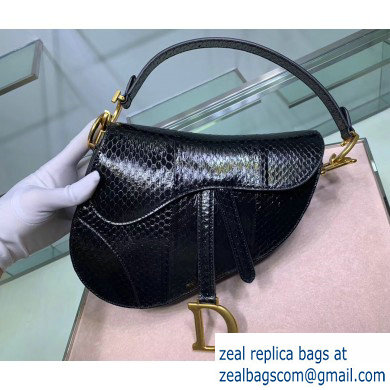 Dior Saddle Bag in Python Black - Click Image to Close