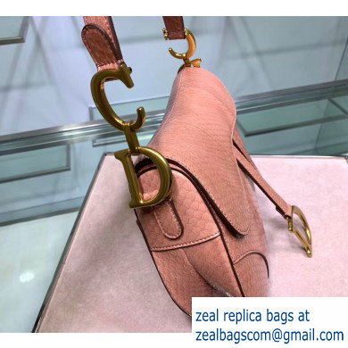 Dior Saddle Bag in Python Nude Pink