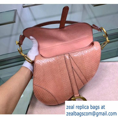 Dior Saddle Bag in Python Nude Pink - Click Image to Close