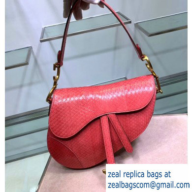 Dior Saddle Bag in Python Peach Red