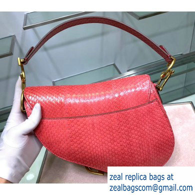 Dior Saddle Bag in Python Peach Red