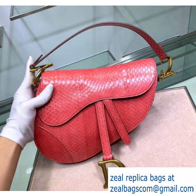 Dior Saddle Bag in Python Peach Red - Click Image to Close