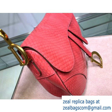 Dior Saddle Bag in Python Peach Red