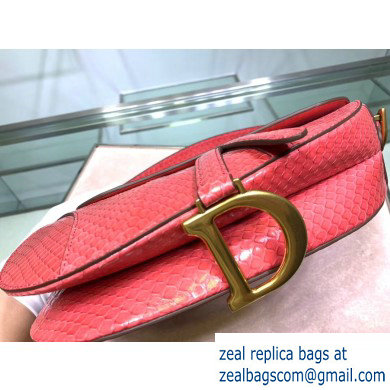 Dior Saddle Bag in Python Peach Red