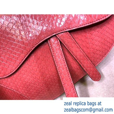 Dior Saddle Bag in Python Peach Red